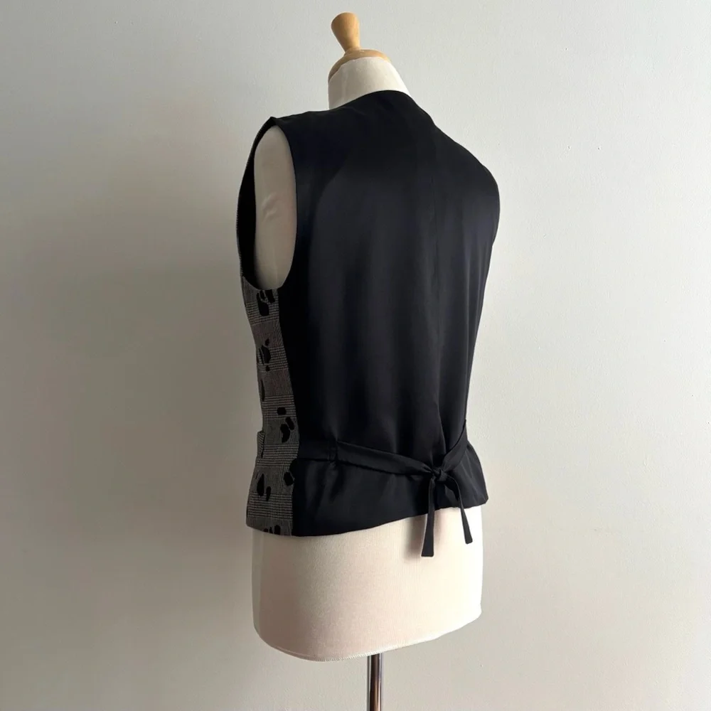 Vintage 90s ESCADA Silk and Wool Houndstooth Check Vest Waistcoat 38 - Picture 7 of 11